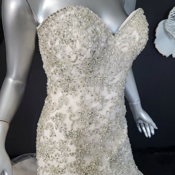 NWT~$3299~ALLURE BRIDAL~SZ 2/4~CHAMPAGNE STRAPLESS FIT & FLARE WEDDING DRESS - Picture 6 of 16
